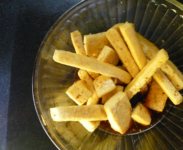 Marinate your tofu for several hours, in the marinade of your choice.