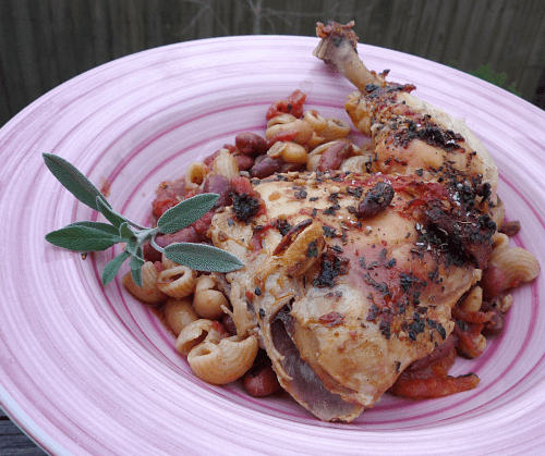 roasted basil tomato and bean chicken
