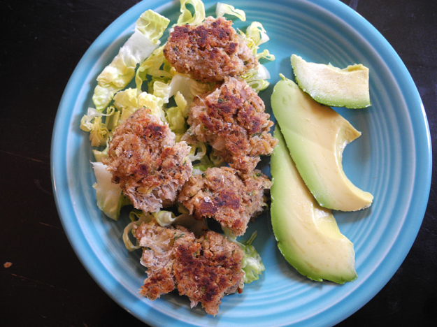 "krabby patties?" nope, fish cakes: sardine, tuna, zucchini